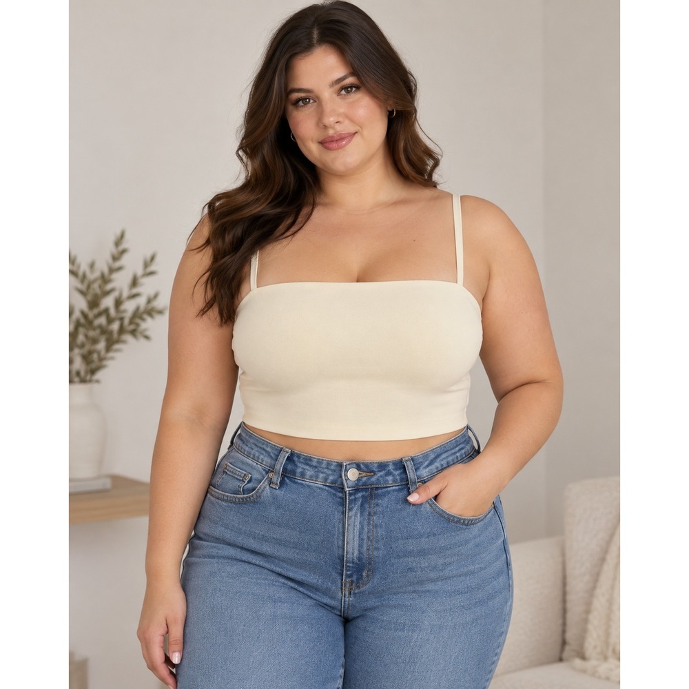 Miiyu par Simons Cream Bandeau Bra Top Vision Recycled Microfiber XL NWT
